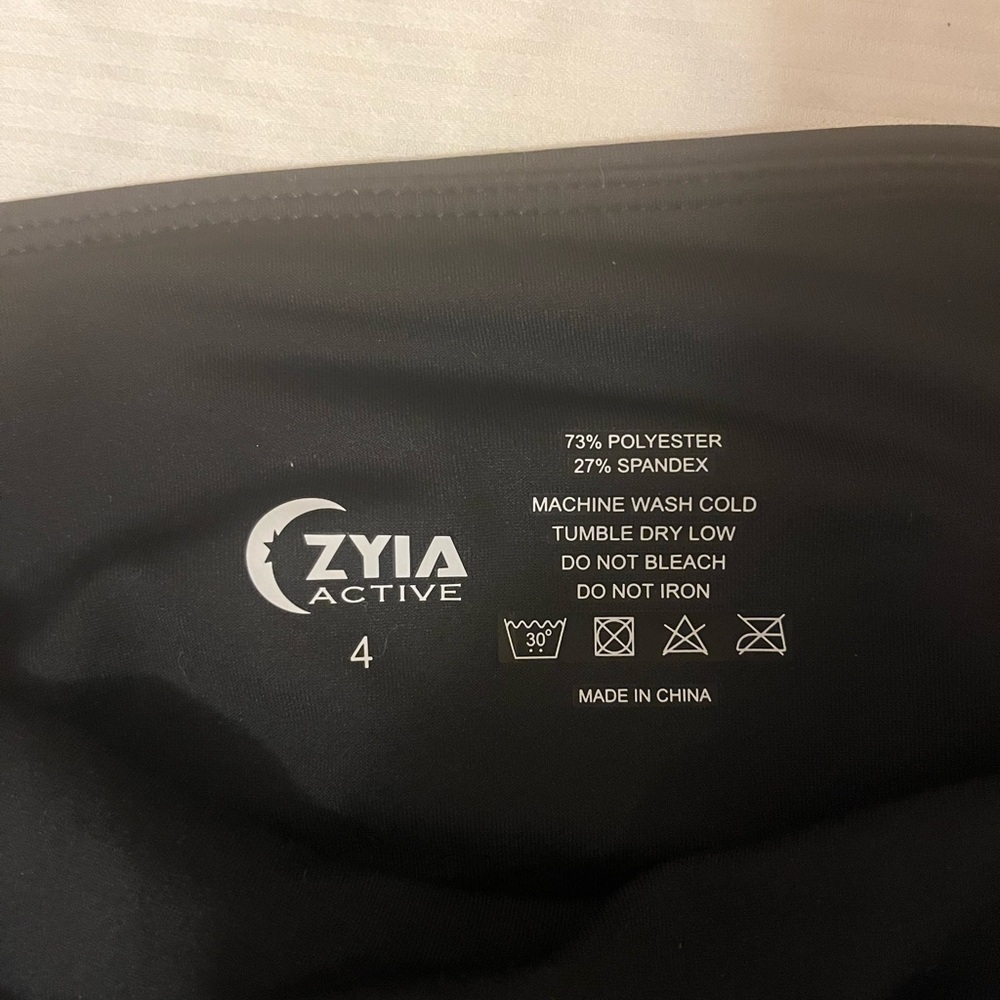 Zyia Active Black Leggings with zyia Active down the sides in white, size 4 - Picture 8 of 8